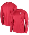 COLUMBIA MEN'S PFG CRIMSON ALABAMA CRIMSON TIDE TERMINAL TACKLE OMNI-SHADE LONG SLEEVE T-SHIRT