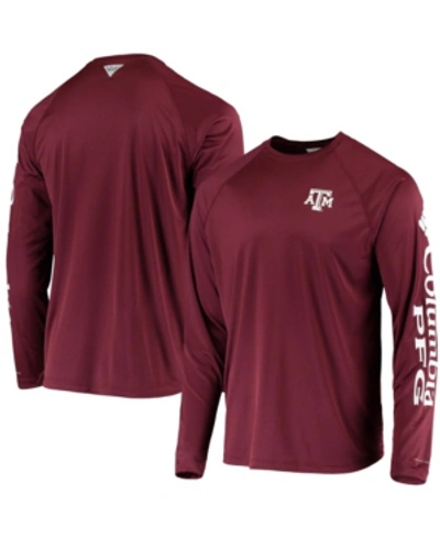 Columbia Men's Pfg Maroon Texas A M Aggies Terminal Tackle Omni-shade Long Sleeve T-shirt