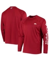 COLUMBIA MEN'S PFG CARDINAL ARKANSAS RAZORBACKS TERMINAL TACKLE OMNI-SHADE LONG SLEEVE T-SHIRT