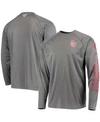 COLUMBIA MEN'S CHARCOAL OKLAHOMA SOONERS PFG TERMINAL TACKLE OMNI-SHADE LONG SLEEVE T-SHIRT