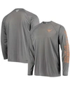 COLUMBIA MEN'S CHARCOAL TEXAS LONGHORNS PFG TERMINAL TACKLE OMNI-SHADE LONG SLEEVE T-SHIRT