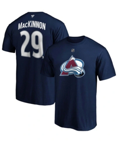Fanatics Men's Nathan Mackinnon Navy Colorado Avalanche Authentic Stack Name And Number T-shirt