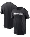 Nike Black Baltimore Ravens Primetime Wordmark Essential T-shirt In Black