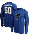 Fanatics Men's Jordan Binnington Blue St. Louis Blues Authentic Stack Name And Number Long Sleeve T-shirt In Blue