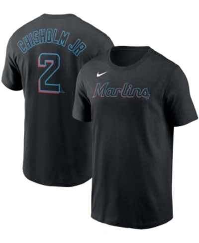 Nike Men's Jazz Chisholm Jr Black Miami Marlins Player Name Number T-shirt