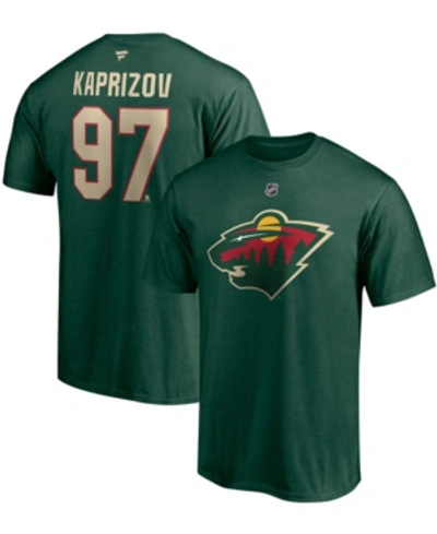 Fanatics Men's Kirill Kaprizov Green Minnesota Wild Authentic Stack Name And Number T-shirt