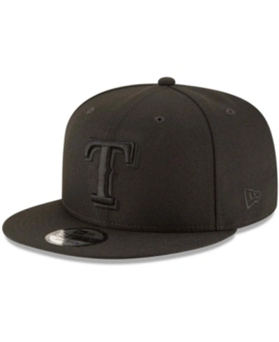 New Era Men's Black Texas Rangers Black On Black 9fifty Team Snapback Adjustable Hat