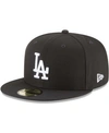 NEW ERA MEN'S BLACK LOS ANGELES DODGERS 59FIFTY FITTED HAT