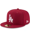 New Era Men's Crimson Los Angeles Dodgers Fashion Color Basic 59fifty Fitted Hat In Crimson