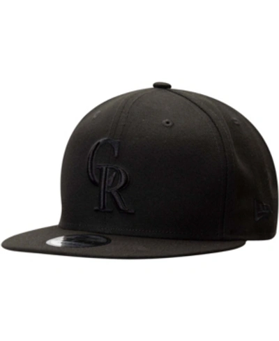 New Era Men's Black Colorado Rockies Black On Black 9fifty Team Snapback Adjustable Hat