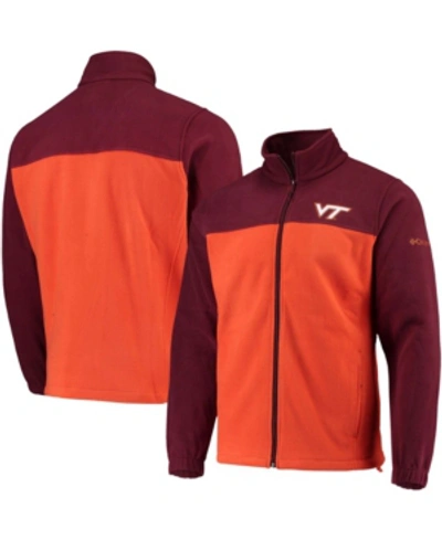 Columbia Men's Maroon, Orange Virginia Tech Hokies Flanker Iii Fleece Team Full-zip Jacket