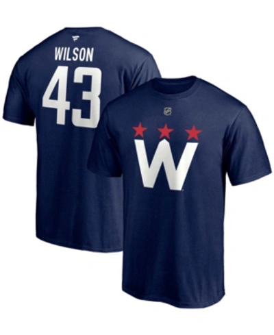 Fanatics Men's Tom Wilson Navy Washington Capitals 2020/21 Alternate Authentic Stack Name And Number T-shirt