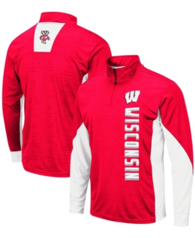 Colosseum Men's Red Wisconsin Badgers Bart Windshirt Quarter-zip Pullover Jacket