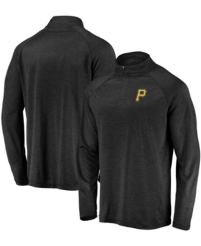 Fanatics Men's Black Pittsburgh Pirates Iconic Striated Primary Logo Raglan Quarter-zip Pullover Jacket