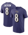 NIKE MEN'S LAMAR JACKSON PURPLE BALTIMORE RAVENS NAME AND NUMBER T-SHIRT