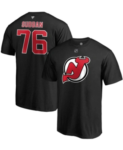 Fanatics Men's P.k. Subban Black New Jersey Devils Authentic Stack Name And Number T-shirt