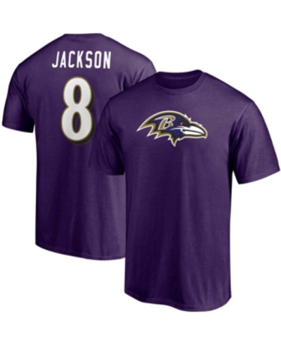 Fanatics Men's Lamar Jackson Purple Baltimore Ravens Player Icon Name And Number T-shirt
