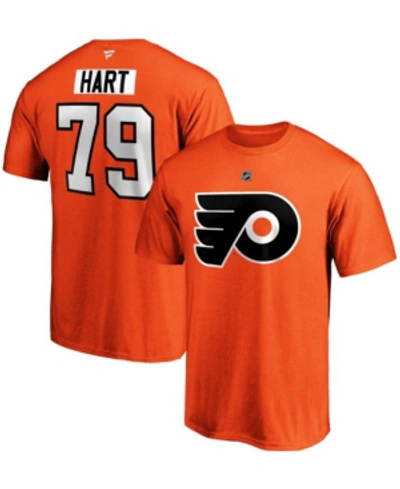 Fanatics Men's Carter Hart Orange Philadelphia Flyers Team Authentic Stack Name And Number T-shirt