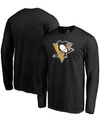 Fanatics Men's Black Pittsburgh Penguins Primary Team Logo Long Sleeve T-shirt In Black