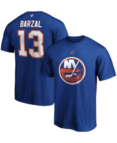 Fanatics Men's Mathew Barzal Royal New York Islanders Team Authentic Stack Name And Number T-shirt