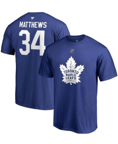 Fanatics Men's Auston Matthews Blue Toronto Maple Leafs Team Authentic Stack Name And Number T-shirt