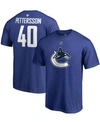 Fanatics Men's Elias Pettersson Blue Vancouver Canucks Team Authentic Stack Name And Number T-shirt In Blue