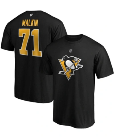 Fanatics Men's Evgeni Malkin Black Pittsburgh Penguins Team Authentic Stack Name And Number T-shirt