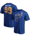 Fanatics Men's Wayne Gretzky Blue St. Louis Blues Authentic Stack Retired Player Nickname Number T-shirt In Blue
