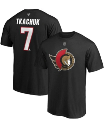 Fanatics Men's Brady Tkachuk Black Ottawa Senators Authentic Stack Name And Number T-shirt