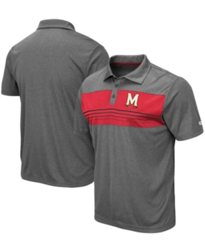 Colosseum Men's Heathered Charcoal Maryland Terrapins Team Smithers Polo In Heather Charcoal