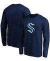 Fanatics Men's Deep Sea Blue Seattle Kraken Primary Logo Pullover Hoodie In Navy