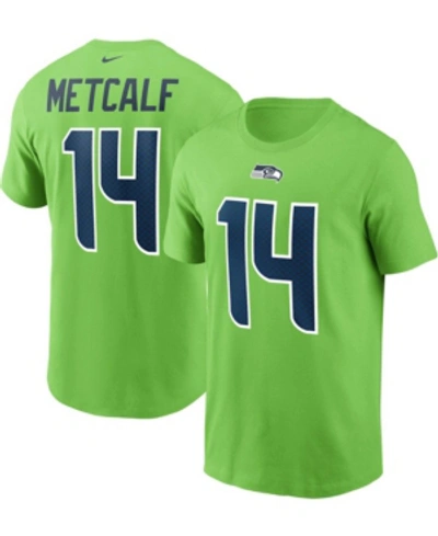 Nike Men's Dk Metcalf Neon Green Seattle Seahawks Name And Number T-shirt