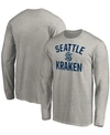 FANATICS MEN'S HEATHER GRAY SEATTLE KRAKEN VICTORY ARCH LONG SLEEVE T-SHIRT