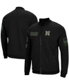 COLOSSEUM MEN'S BLACK NEBRASKA HUSKERS OHT MILITARY-INSPIRED APPRECIATION HIGH-SPEED BOMBER FULL-ZIP JACKET