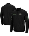 COLOSSEUM MEN'S BLACK KANSAS STATE WILDCATS OHT MILITARY-INSPIRED APPRECIATION HIGH-SPEED BOMBER FULL-ZIP JACK