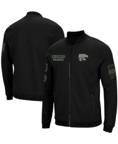 Colosseum Men's Black Kansas State Wildcats Oht Military-inspired Appreciation High-speed Bomber Full-zip Jack