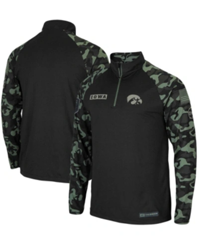 Colosseum Men's Black Iowa Hawkeyes Oht Military-inspired Appreciation Take Flight Raglan Quarter-zip Jacket