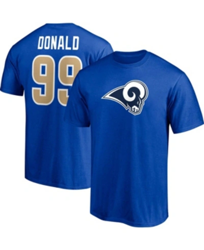 Fanatics Men's Aaron Donald Royal Los Angeles Rams Player Icon Name And Number T-shirt