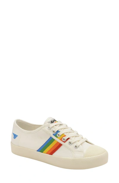 Gola Coaster Rainbow Striped Sneaker In Off White/ Multi