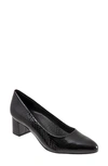 Trotters Kari Pointy Toe Pump In Black Snake Embossed Leather