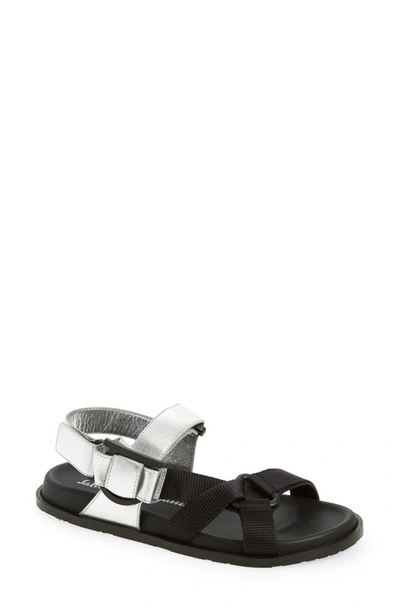 Ferragamo Women's Aja Bicolor Strappy Slingback Flat Sandals In Silver