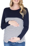 ANGEL MATERNITY SOLID & STRIPE NURSING TOP,N2369C