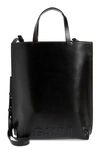 Ganni Medium Banner Recycled Leather Tote In Black