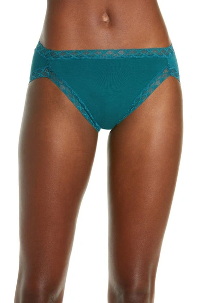 Natori Intimates Bliss French Cut Brief Panty Underwear With Lace Trim In Stormy Teal