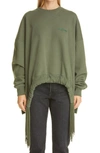 Ambush Oversized Sweatshirt With Multi Drawstring In Green Milita
