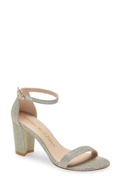 Stuart Weitzman Women's Nearlynude Ankle Strap Sandals In Silver Platino