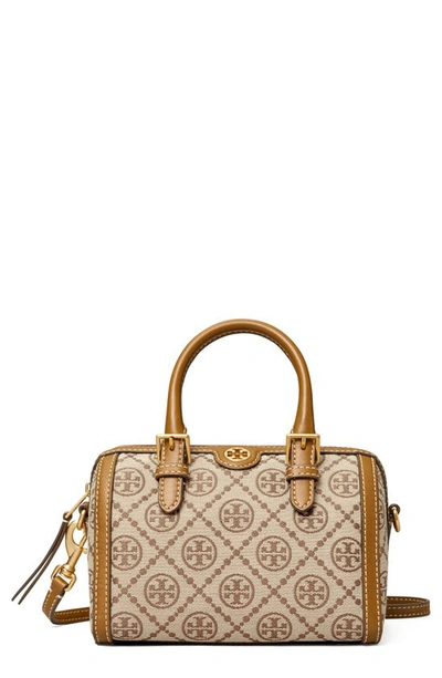 Tory Burch T Monogram Jacquard Barrel Crossbody Bag In Hazelnut