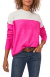 Vince Camuto Extend Shoulder Colorblock Sweater In Paradox Pink