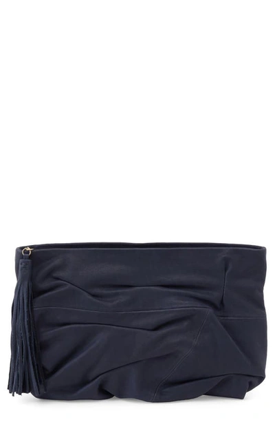 Hobo Brave Leather Clutch In Navy