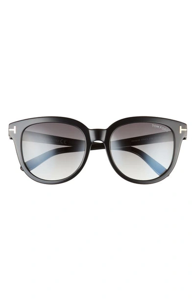 Tom Ford Olivia 54mm Gradient Round Sunglasses In Sblk/ Smkg